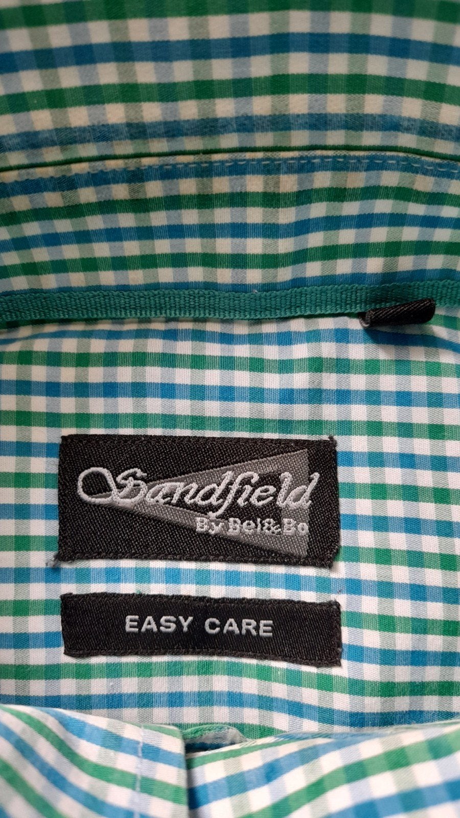 Jolie chemise pour homme, à carreaux, tissu léger, taille L, Enlèvement ou Envoi, Comme neuf, Bleu, Sandfield