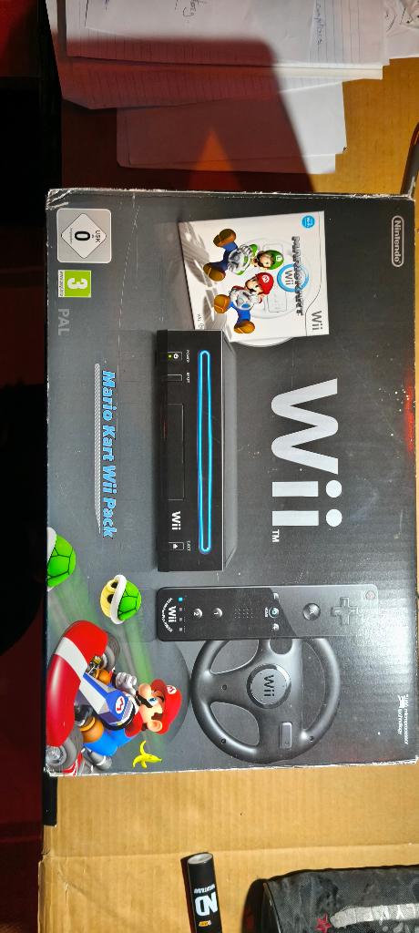 Nintendo Wii Noire complète, Ophalen, Zo goed als nieuw, Met 1 controller, Met stuurtje