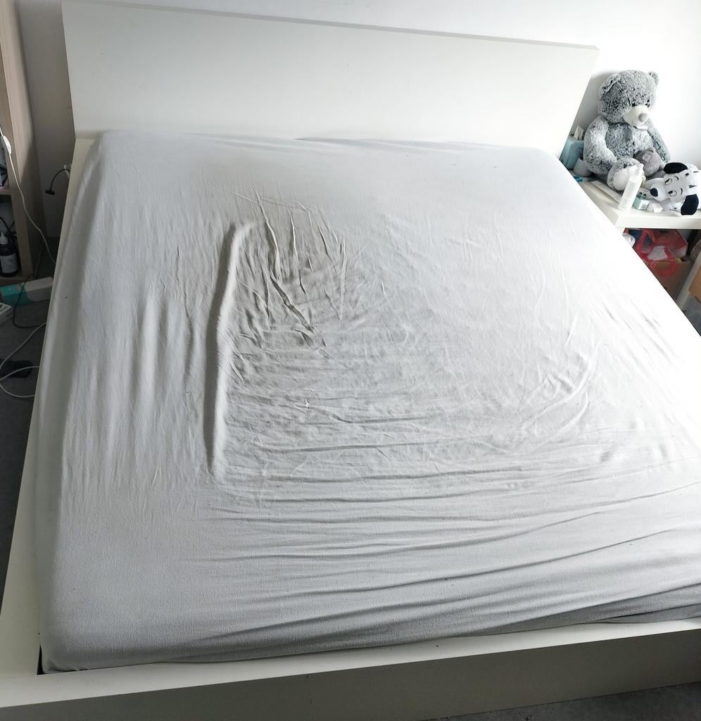 Wit tweepersoonsbed, Ophalen, Gebruikt, 210 cm, Tweepersoons