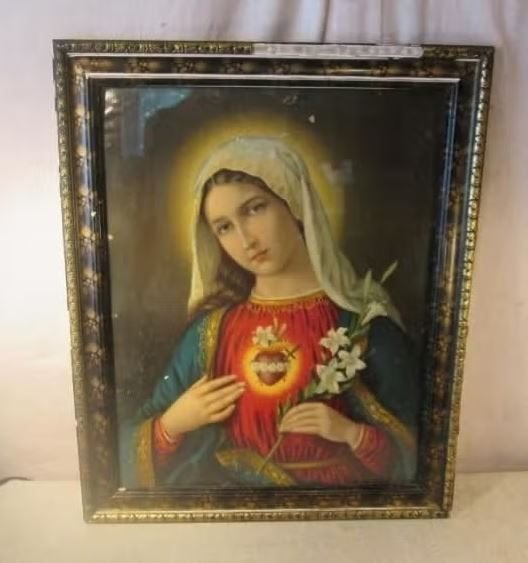 Belle estampe ancienne « Vierge Marie » - 59x48, Enlèvement ou Envoi