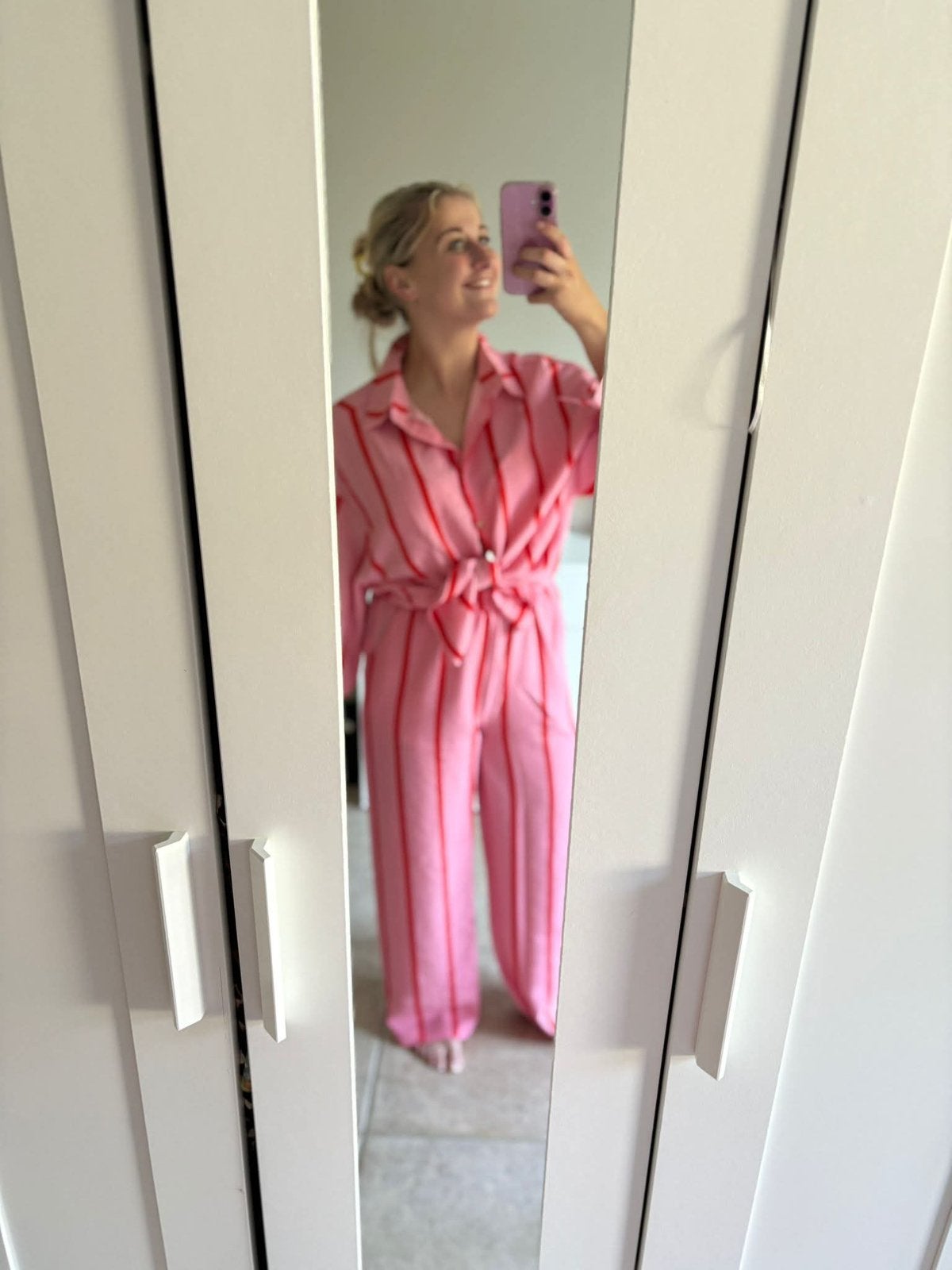Broekpak met streepjesmotief, Kleding | Dames, Jumpsuits, Ophalen of Verzenden, Zo goed als nieuw, Roze