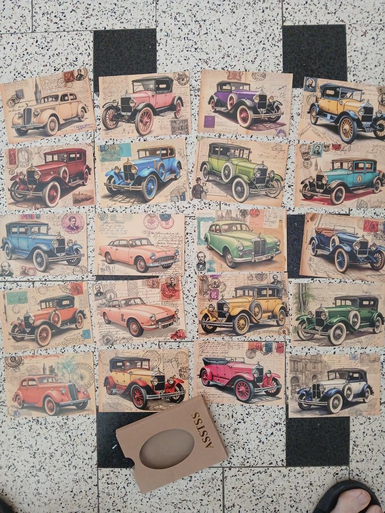 20 retrokaarten oude auto's, Ophalen of Verzenden