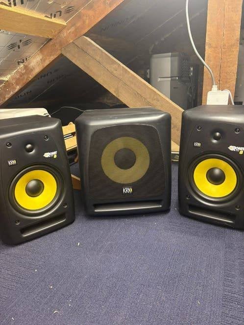 KRK Rokit 8 G2 + KRK 10s Sub | Zo Goed Als Nieuw + Kabels, Audio, Tv en Foto, Luidsprekerboxen, Speakerset, Zo goed als nieuw