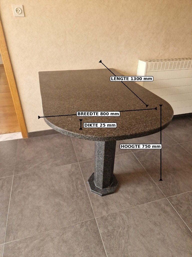 Natuurstenen / marmeren tafel met massieve voet, Ophalen, Gebruikt