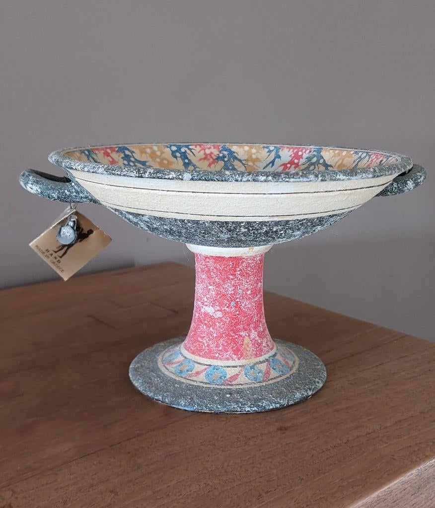 Vintage Griekse schaal op voet (Minoïsche zee-stijl / Kreta), Ophalen of Verzenden, Handgemaakt, Overige materialen, Overige typen