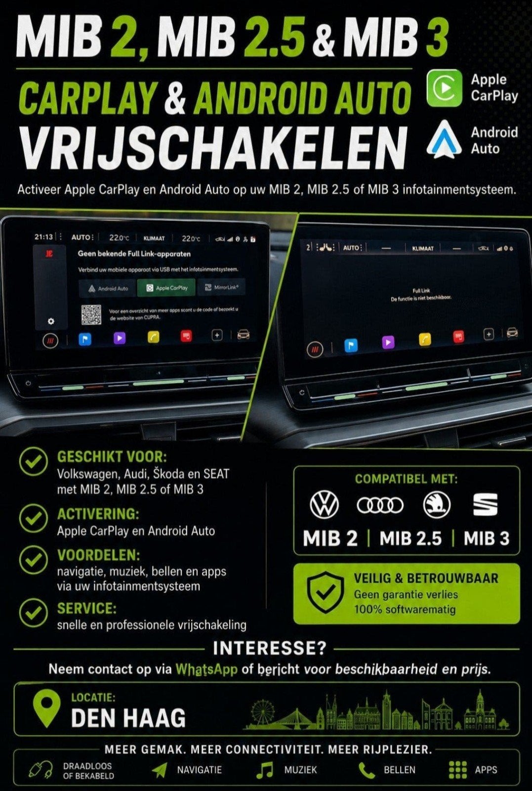 Apple CarPlay & Android Auto Vrijschakelen vw groep, Auto diversen, Ophalen