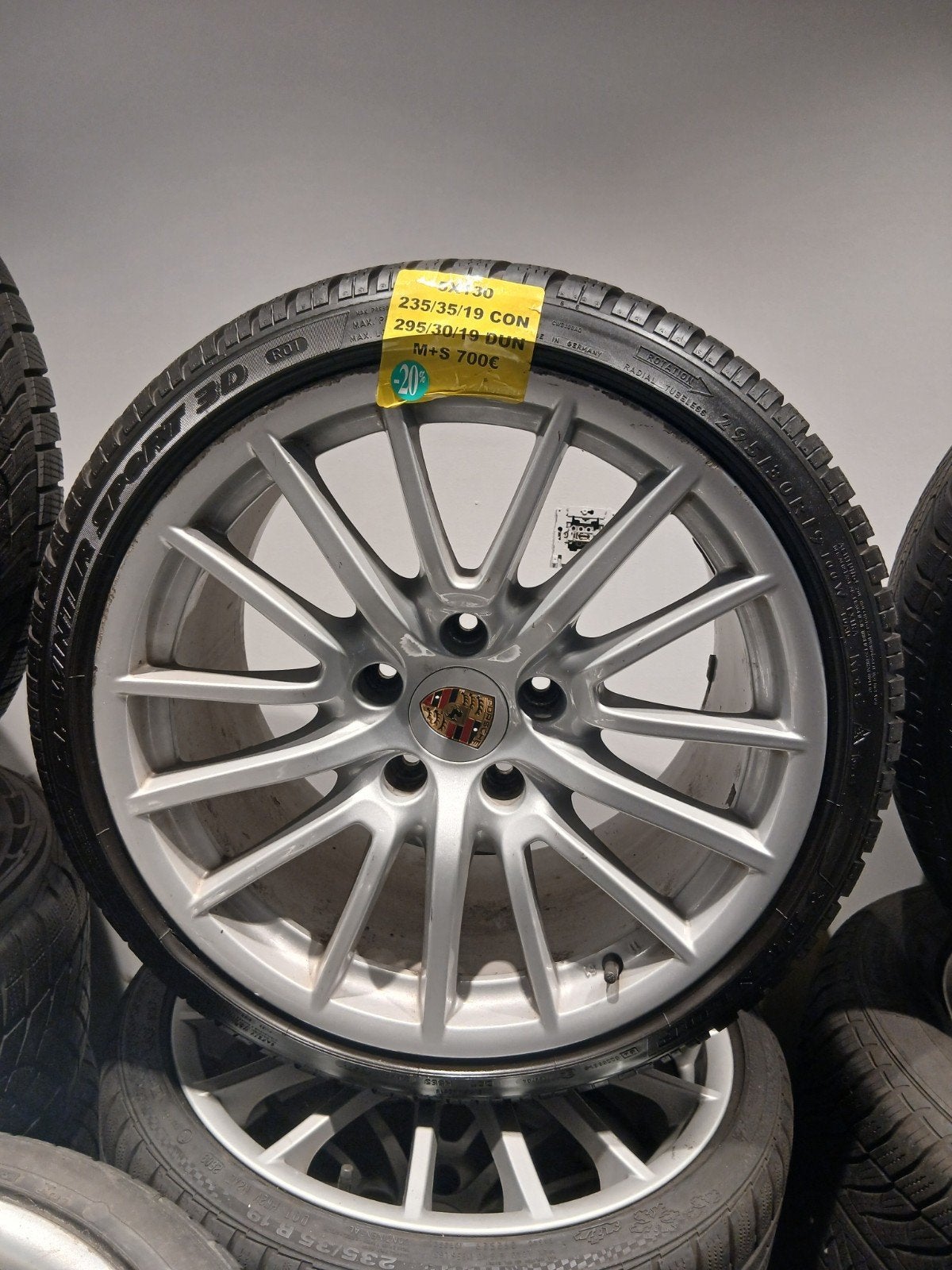 Jantes Porsche 19 pouces + pneus Continental – Occasion, Autos : Pièces & Accessoires, Pneus hiver, -, Véhicule de tourisme, Autre
