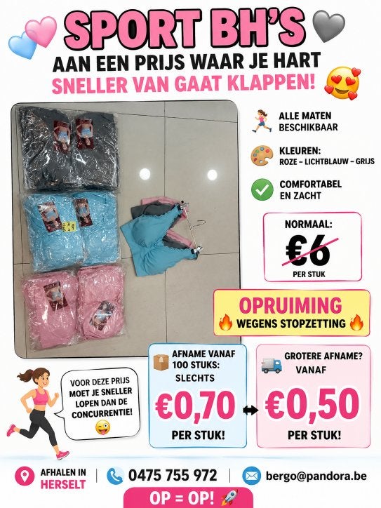 Lot nieuw sport BH van 6 euro nu 0.50 cent, Articles professionnels, Stock & Retail | Stocks, Enlèvement