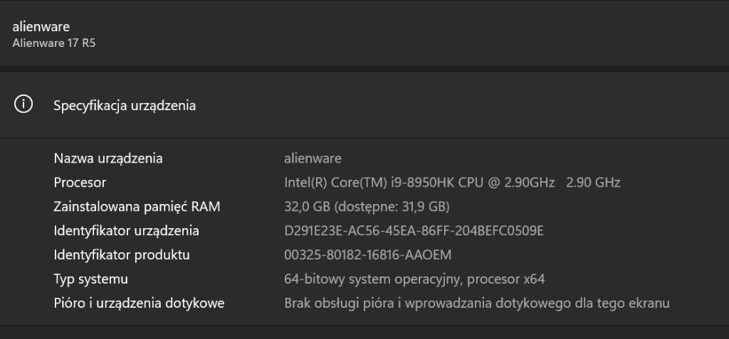 gaming laptop pc dell alienware i9 m17, Ophalen, Gebruikt, Met videokaart, 2 tot 3 Ghz