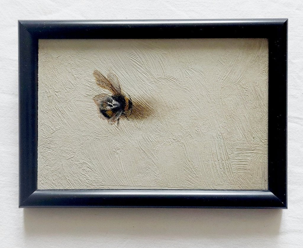 Peinture avec un bourdon #1 - Peinture à l'huile, Enlèvement ou Envoi, Peinture à l'huile, Panneau, Encadré