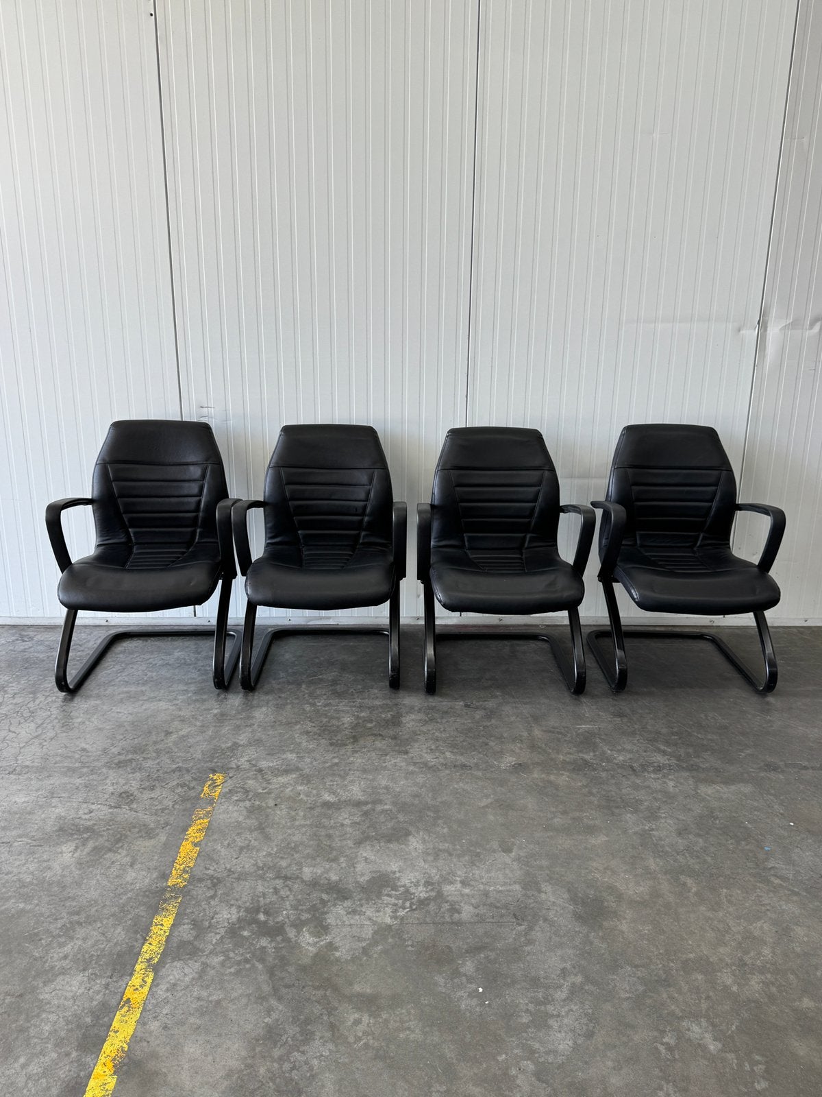 Bureel- / vergaderstoelen (4 stuks) zwart kunstleder, Ophalen, Zwart