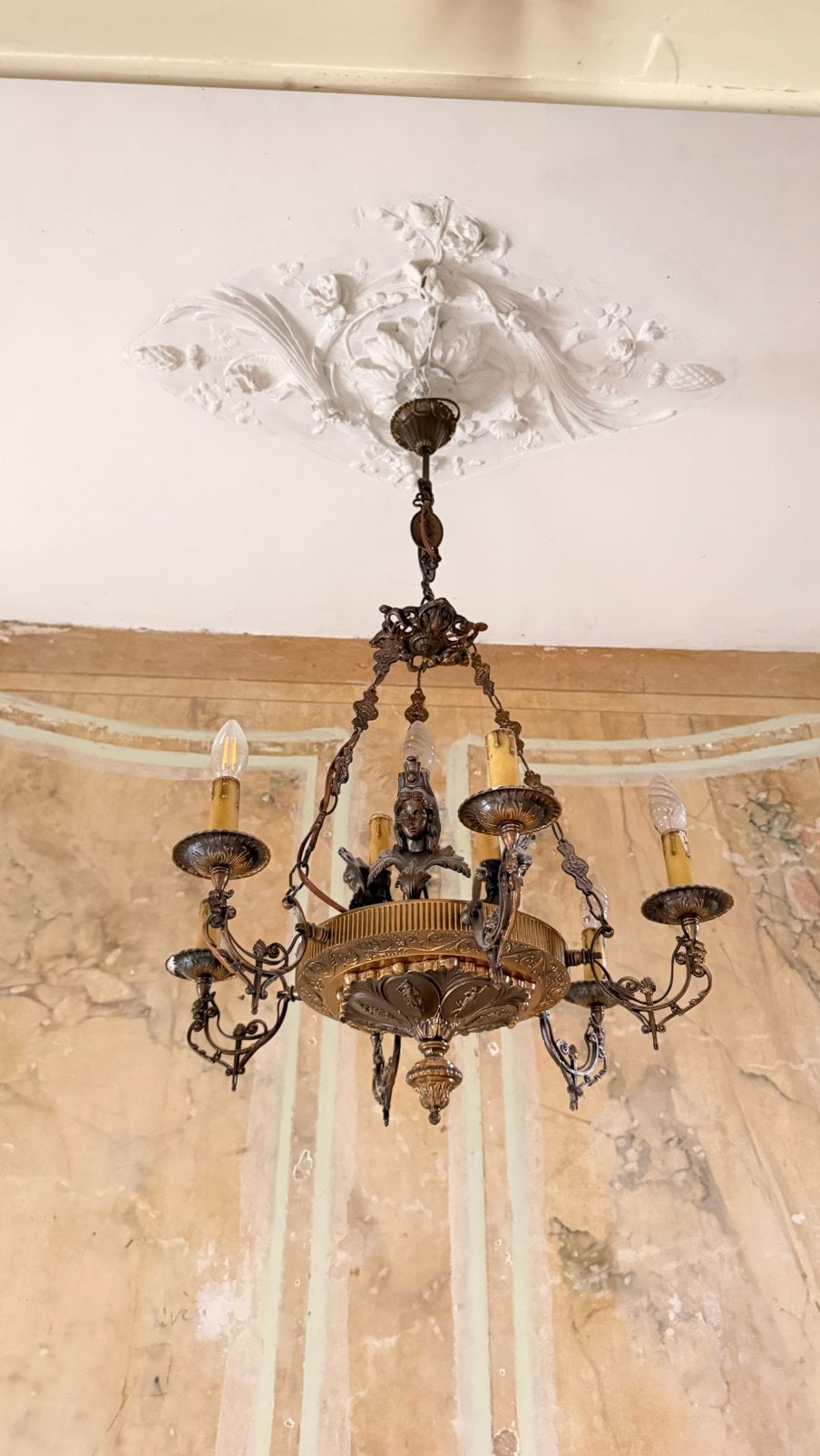 Lustre ancien style Empire, Enlèvement, Utilisé, Métal
