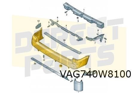 Volkswagen T5/T6 (6/13-) Achterbumper (+/- PDC) (9B9 satijnz, -, -, Nieuw, Achter