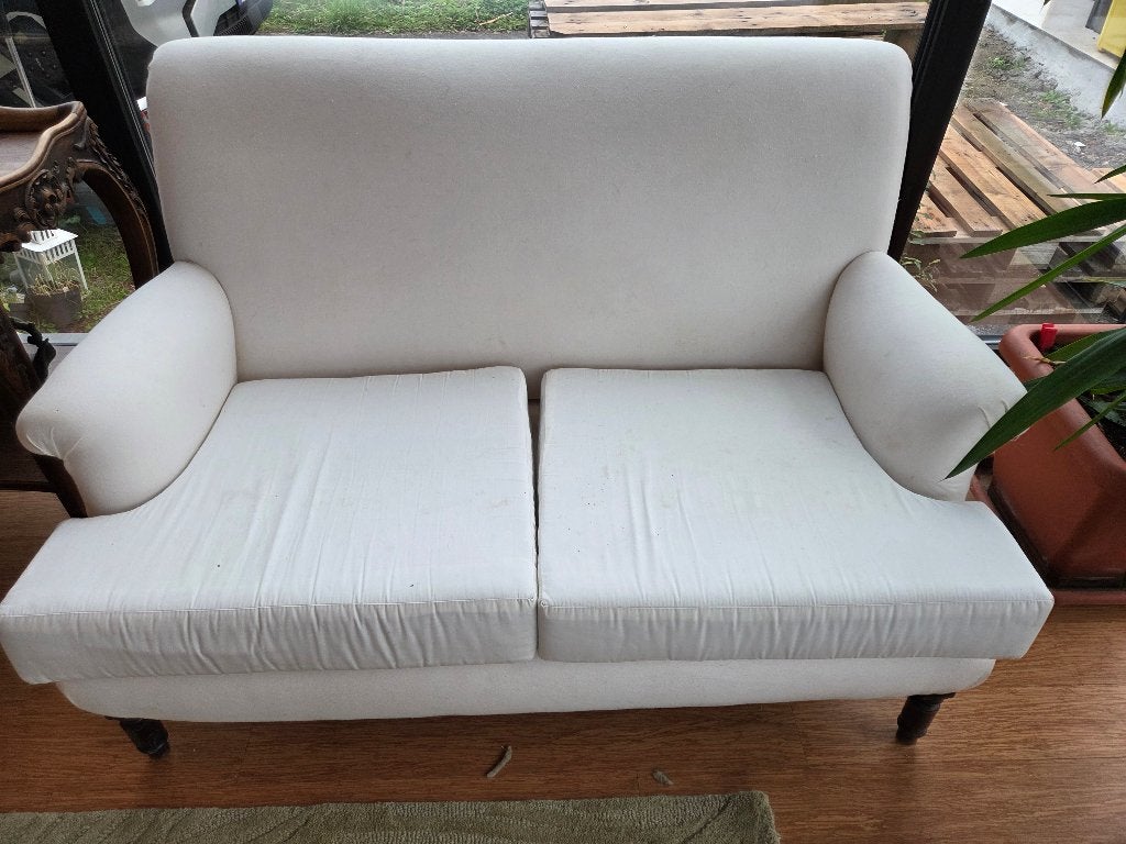 2 sièges 2 places élégants en tissu blanc, Maison & Meubles, 75 à 100 cm, Moins de 150 cm, Banc droit, Bois