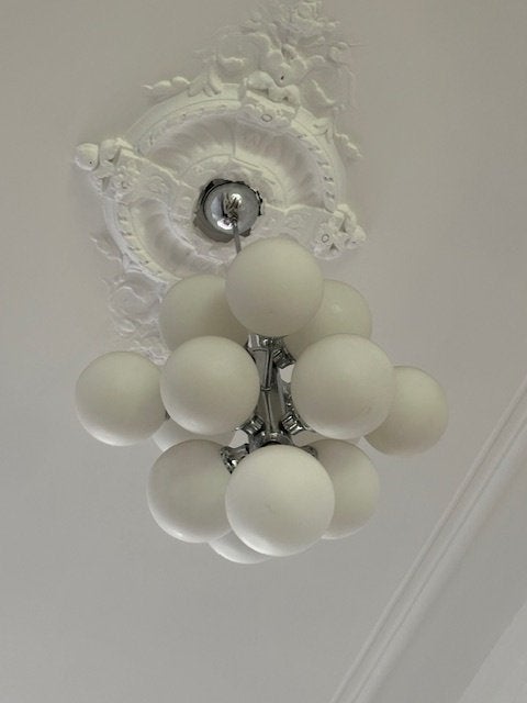 Lampe suspendue avec boules de verre, Verre, Vintage, Enlèvement, Utilisé