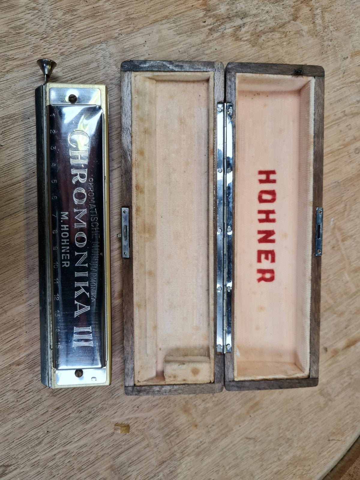 vintage Hohner Chromonika III mondharmonica, Ophalen