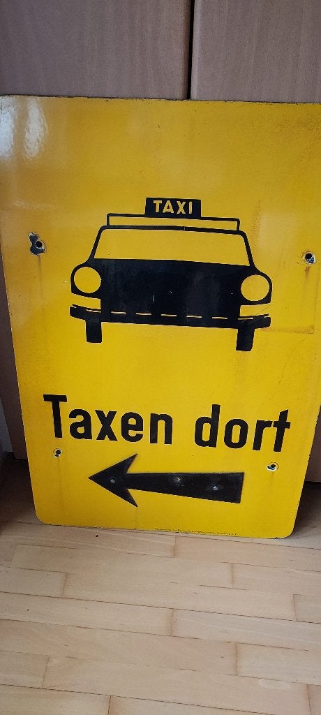 uniek emaille bord "Taxi", nu einde verzameling 150 euro, Verzenden, Gebruikt, Reclamebord