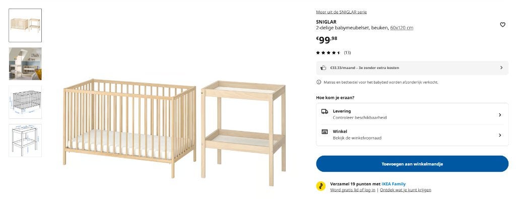 babybed, Ophalen, Zo goed als nieuw, Overige typen