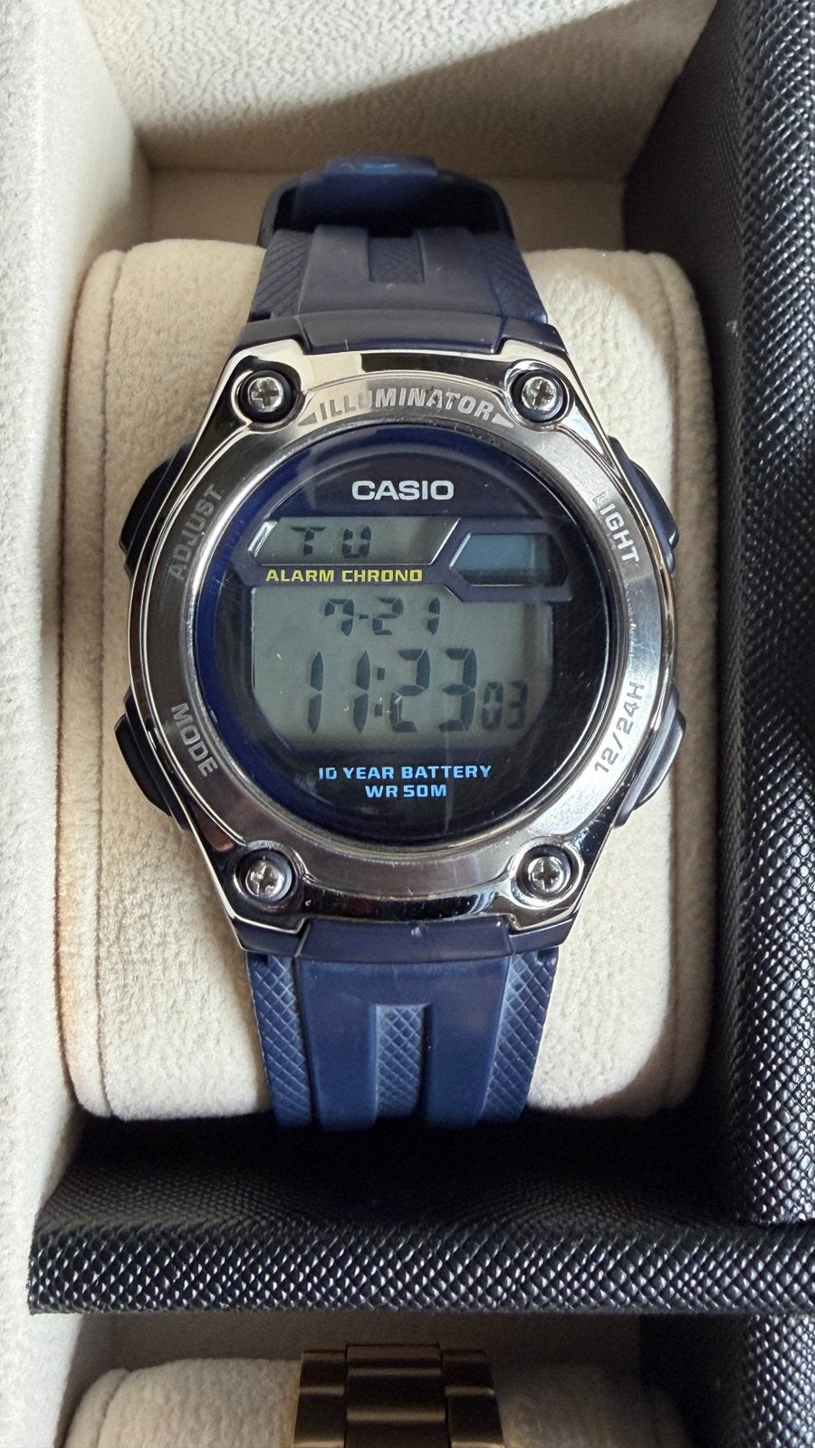 Casio sporthorloge, Handtassen en Accessoires, Sporthorloges, Gebruikt, Blauw, Ophalen