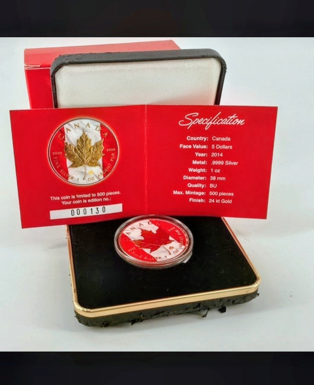 Édition spéciale Canada 2014 Maple Leaf Silver et or 24 cara, Enlèvement ou Envoi, Or