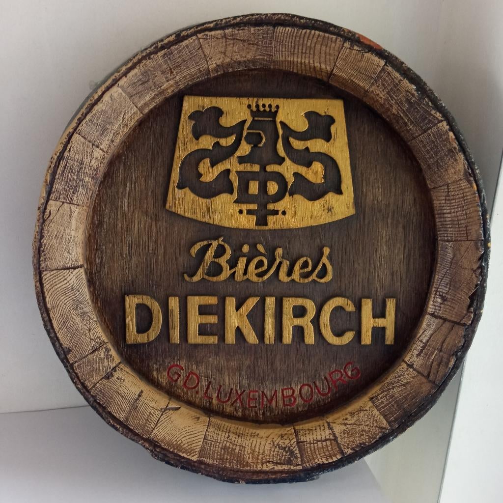 Bierreclame in Diekirch, Verzamelen, Ophalen of Verzenden, Gebruikt, Reclamebord, Plaat of Schild, Overige merken