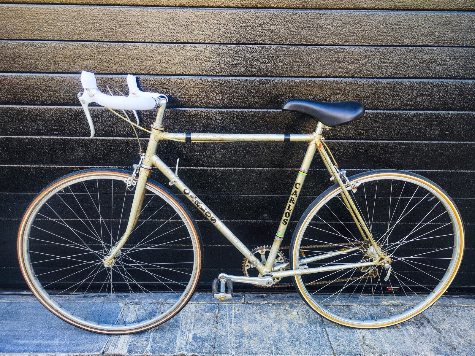 Carlos Koersfiets 1m55-1m73, Gebruikt, Velgrem, 53 tot 57 cm, Ophalen