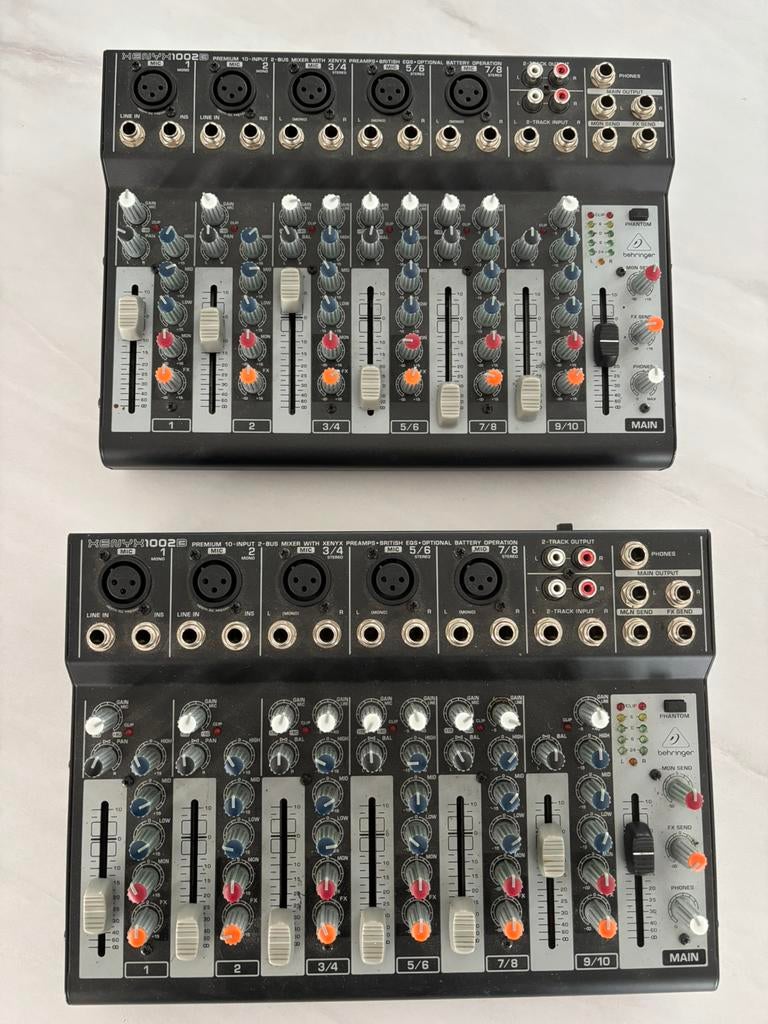 2 Tables de mixage + cables + porte micro, Enlèvement, Neuf, 5 à 10 canaux, Entrée micro