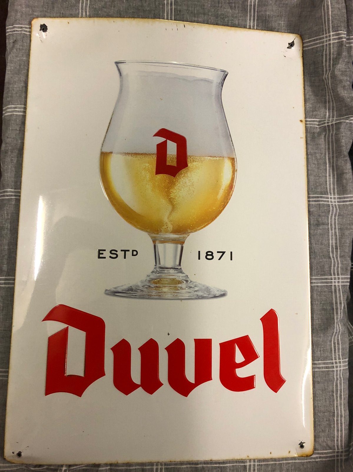 Panneau d'affichage Duvel, Enlèvement ou Envoi, Comme neuf, Panneau, Plaque ou Plaquette publicitaire, Duvel
