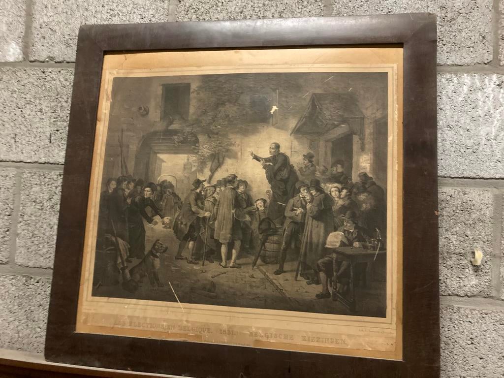 19e-eeuwse lithografie “Les élections en Belgique 1831”, Ophalen
