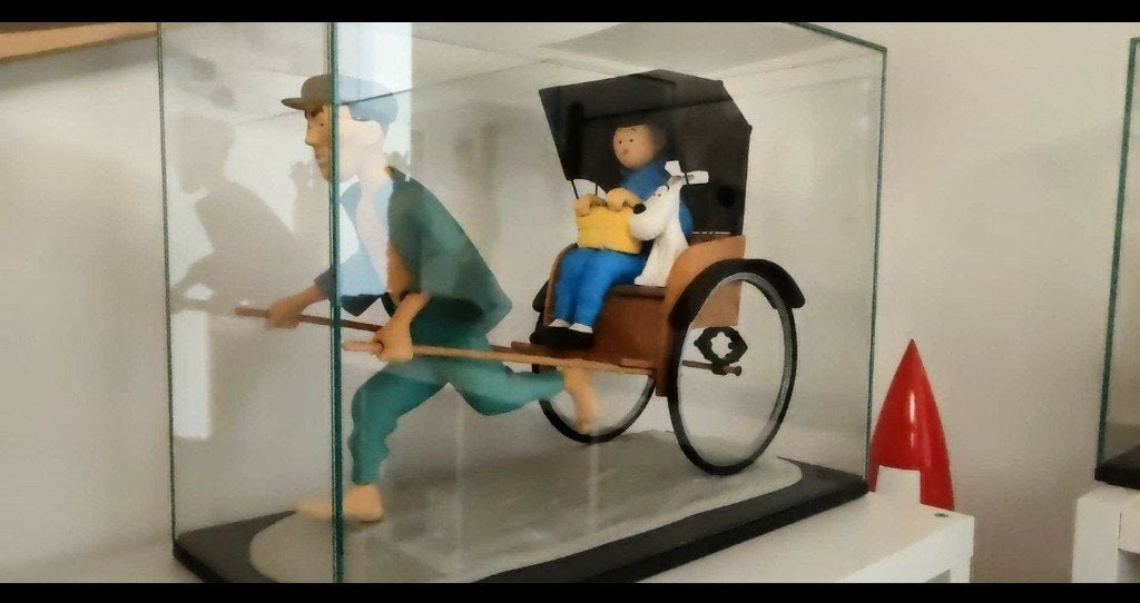 Pousse-pousse - résine St emett, Enlèvement ou Envoi, Tintin, Comme neuf, Statue ou Figurine