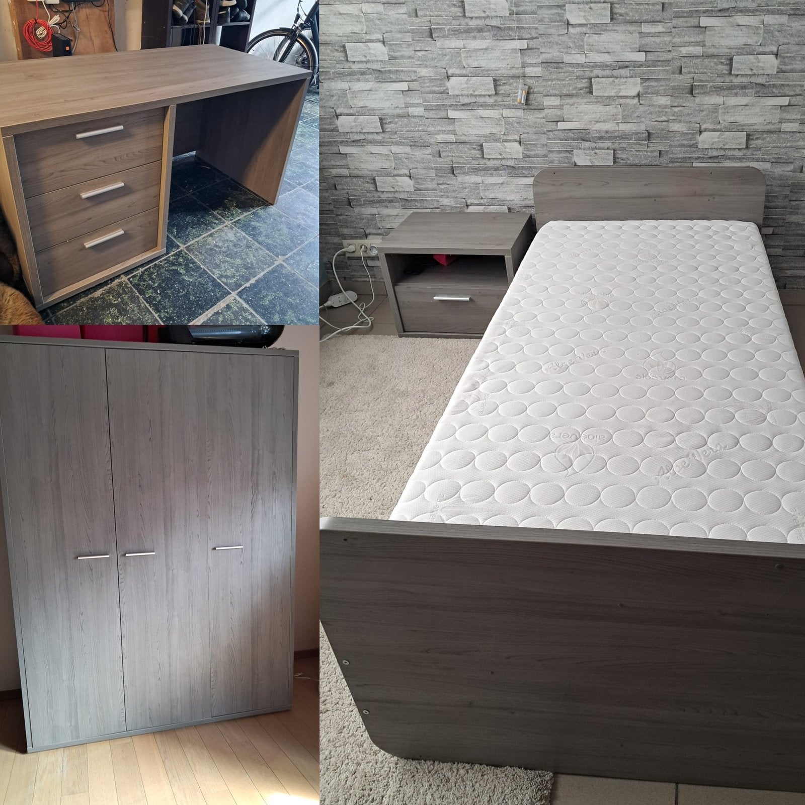 Volledige slaapkamerset met bureau, Huis en Inrichting, Slaapkamer | Complete slaapkamers, Ophalen, Gebruikt, Eenpersoons, Modern