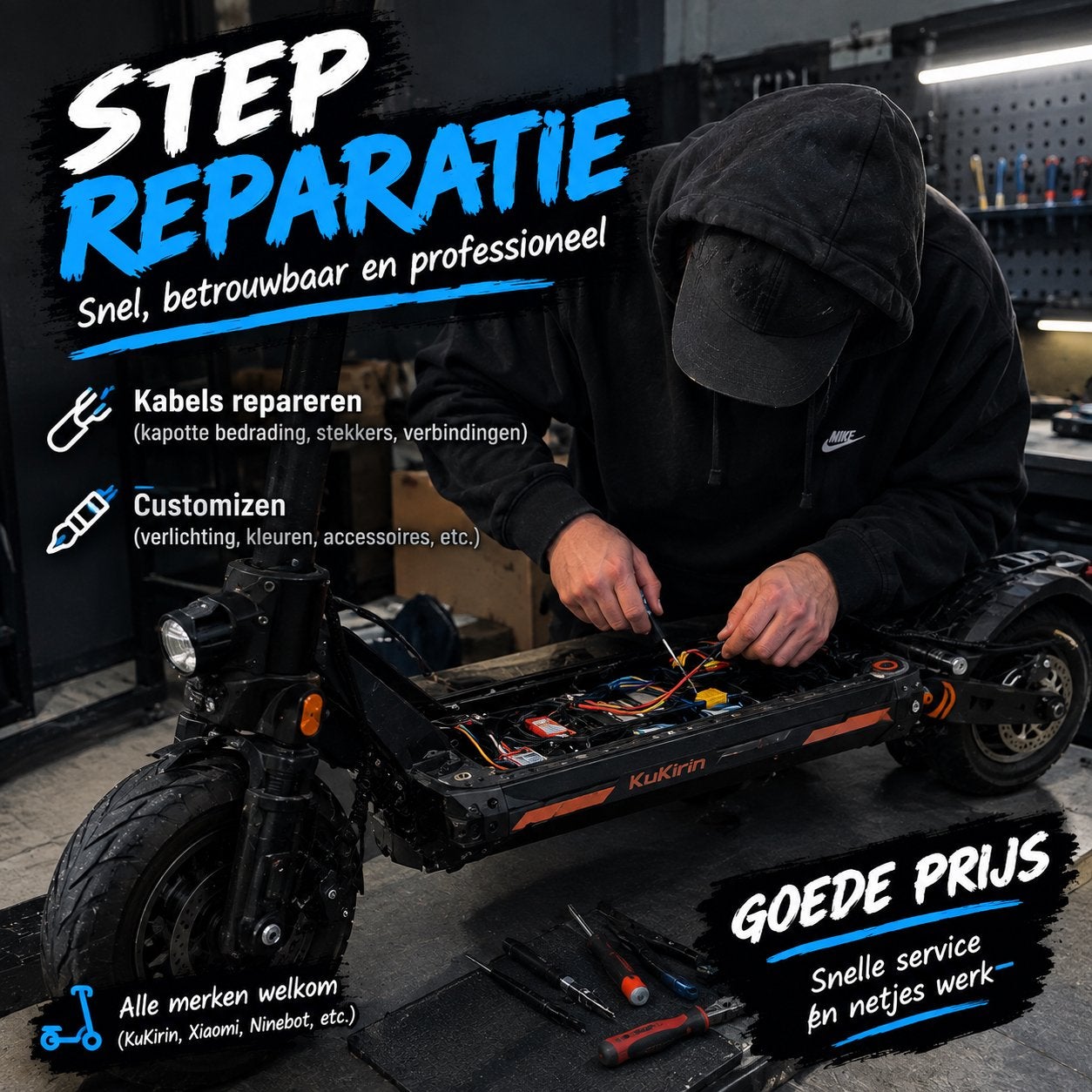 Ik repareen-custum uwe step voor een betaalbare prijsje, Fietsen en Brommers, Ophalen