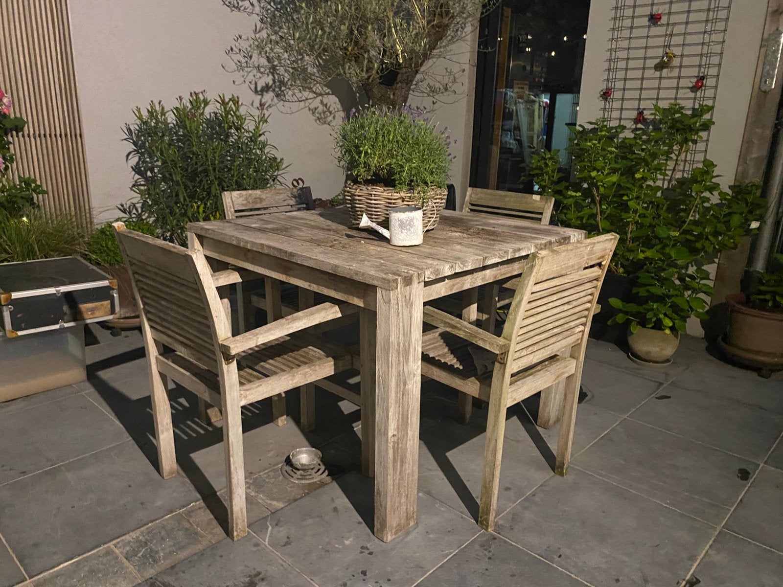 Tuintafel en 4 stoelen, Enlèvement, Comme neuf