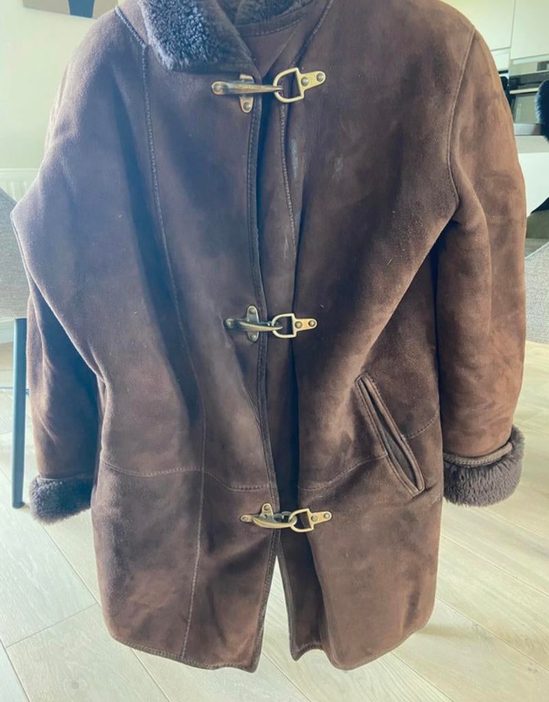 Veste moutons retourné en daim, crochets laitons, Enlèvement, Taille 38/40 (M), Brun