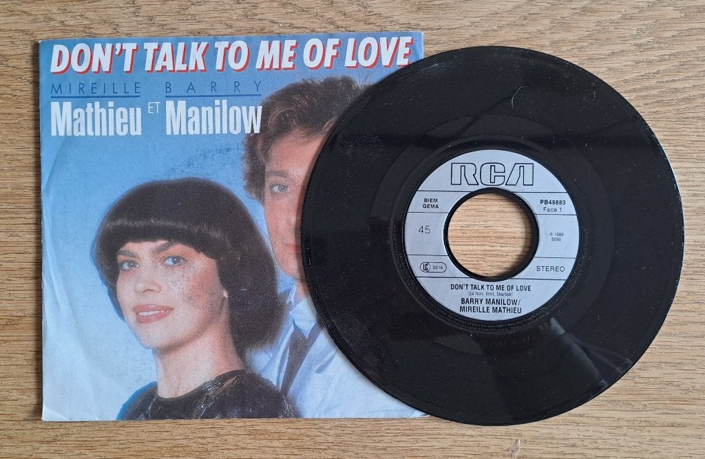 Mireille Mathieu et Barry Manilow - Don't Talk To Me Of Love, Gebruikt, Originele persing, 7 inch, Ophalen of Verzenden