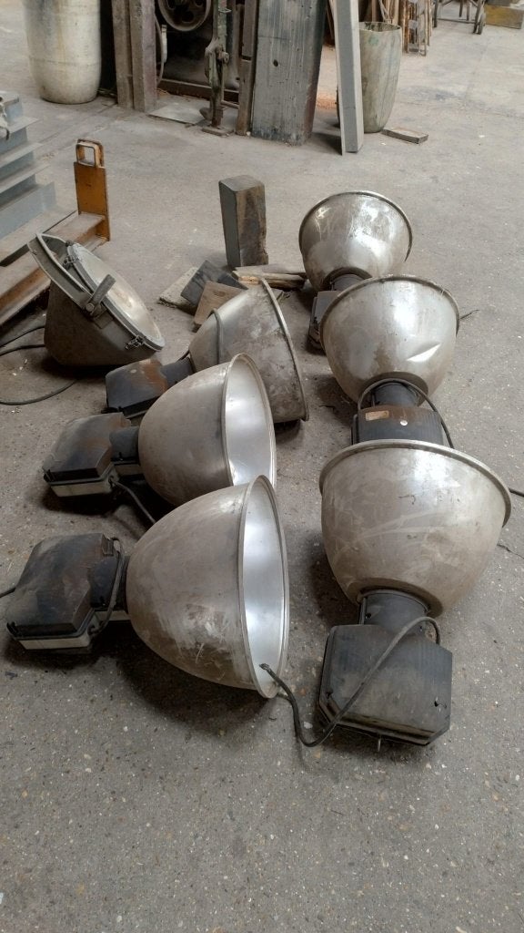 Oude industriele lampen. Vintage., Ophalen