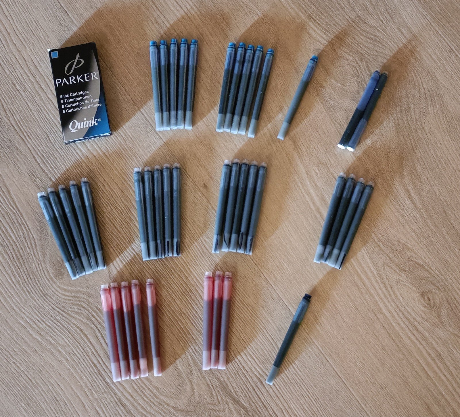 Parker inktpatroon Quink 46 stuks blauw, rood, zwart, Diversen, Ophalen, Nieuw