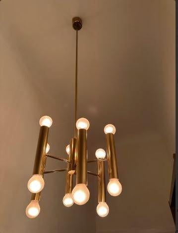 vintage kroonluchter sputnik design Doria 12 lampen, Huis en Inrichting, Ophalen, Zo goed als nieuw, Metaal, Mid-century
