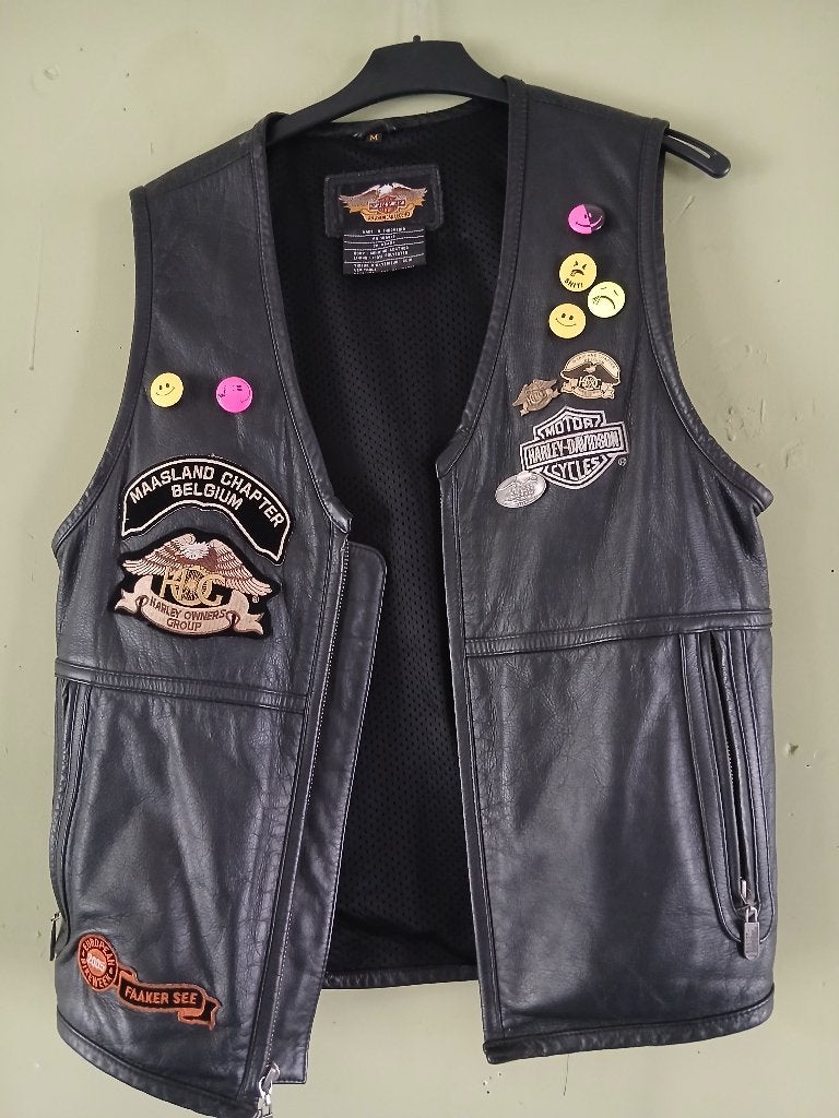 lederen vest & harley davidson & maat M &  motorkleding, Harley-Davidson, Dames, Tweedehands, Ophalen