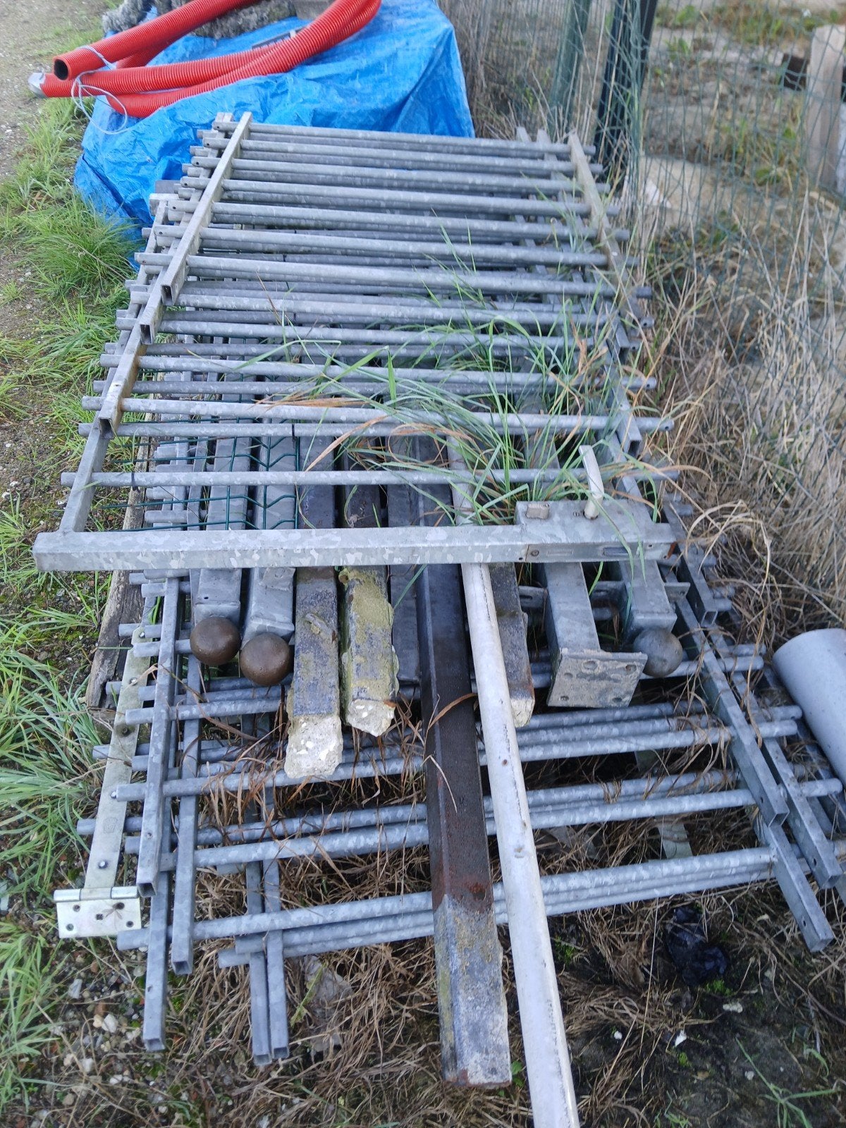 gegalvaniseerd hekwerk incl poort, Ophalen, Met poort, Gebruikt, Spijlenhekwerk