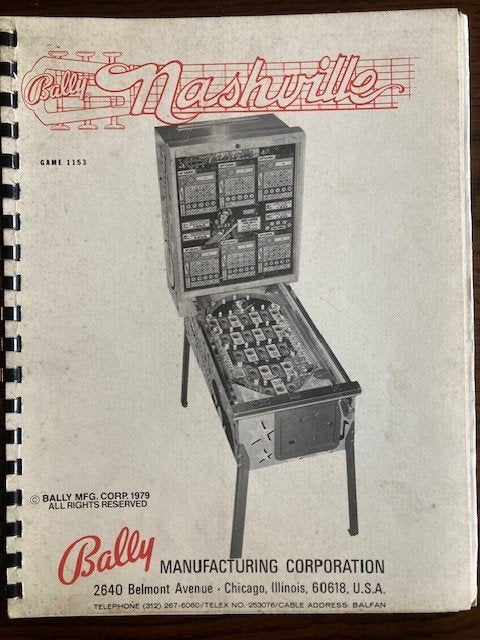 BALLY BINGO NASHVILLE manuel, Collections, Machines | Machines à sous, Enlèvement ou Envoi, Comme neuf