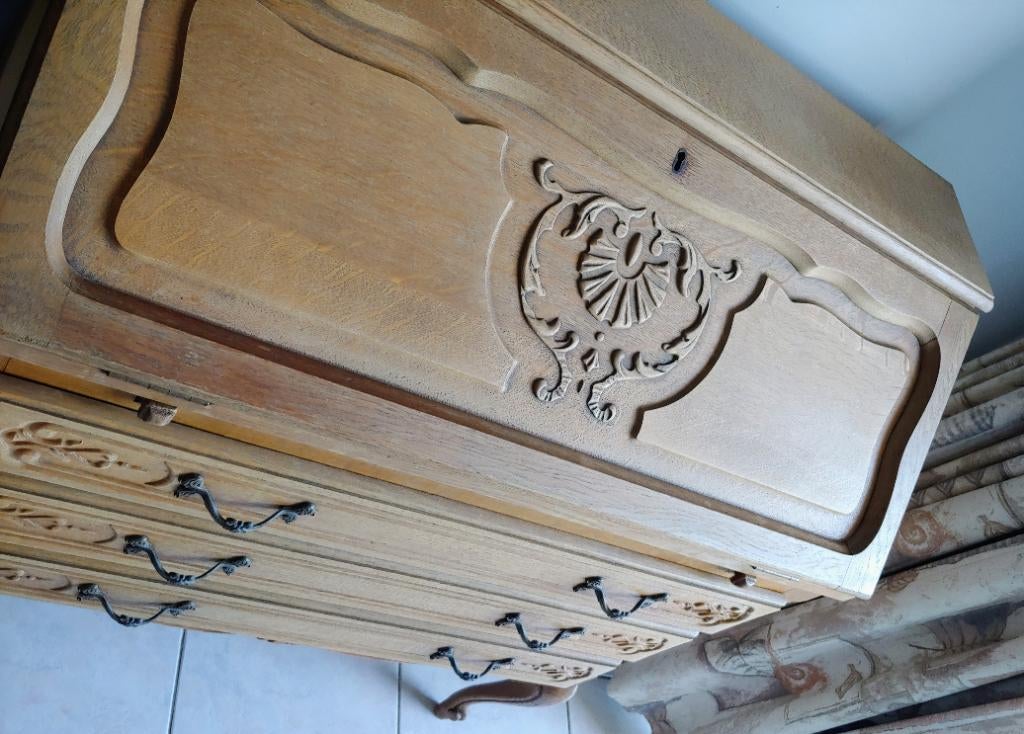 Secretaire, 3 lades, eik, Ophalen, Gebruikt, Lodewijk iv, franse eik