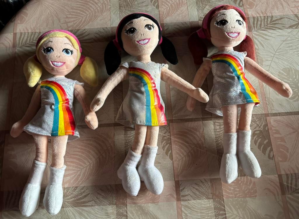 3x stoffen poppen van K3., Ophalen of Verzenden, Gebruikt, Overige typen