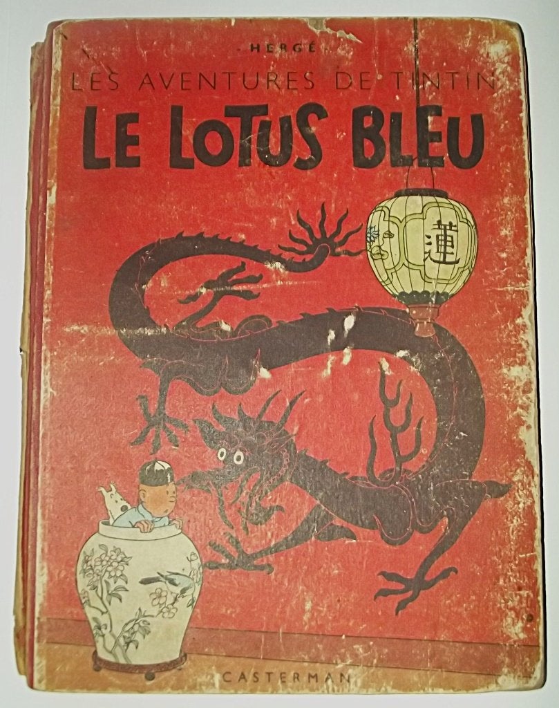 TINTIN : Le Lotus Bleu - B1/1946 EO couleur, Boeken, Stripverhalen, Eén stripboek, Ophalen of Verzenden, Gelezen, Hergé.