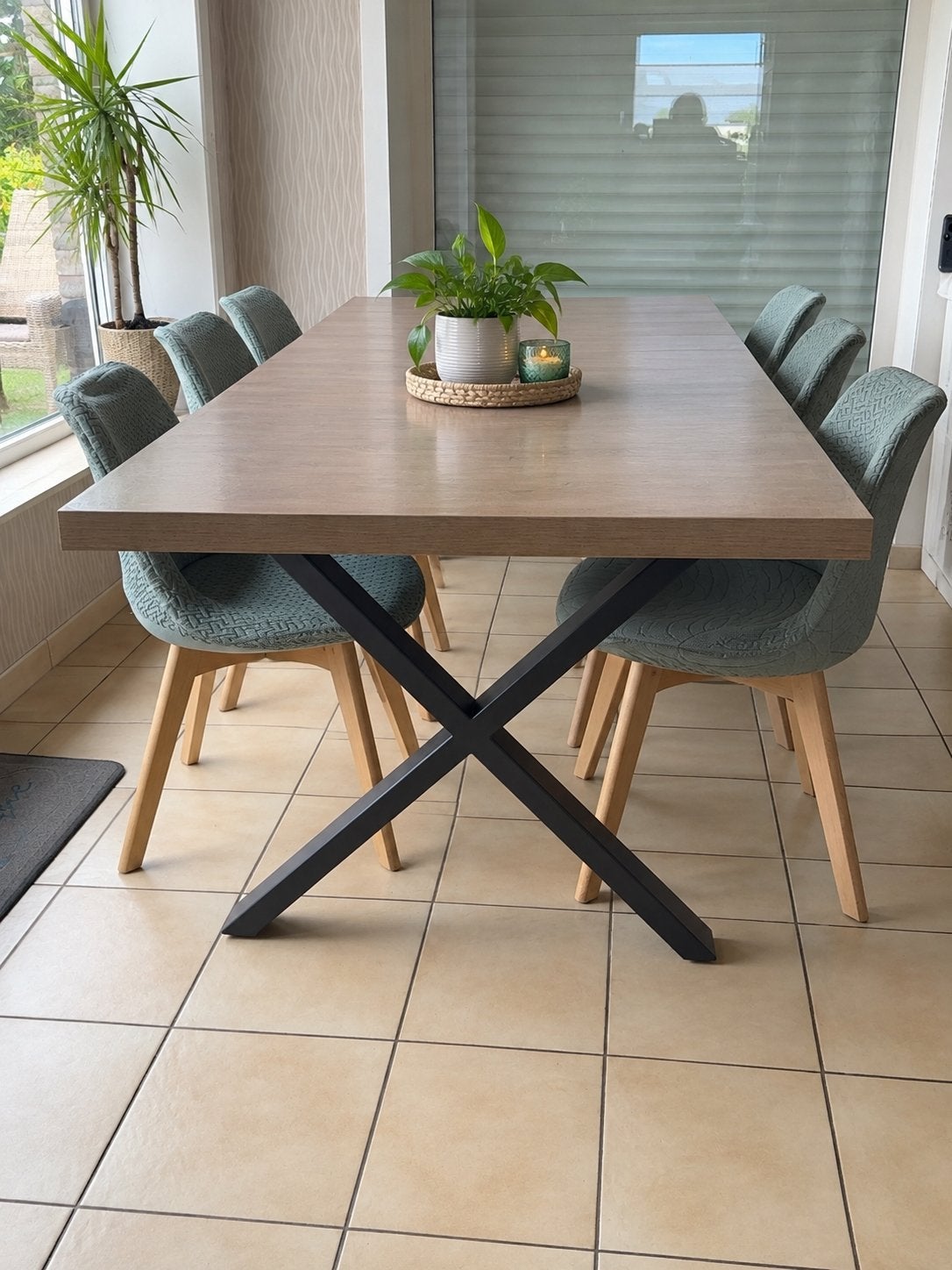 Mooie eettafel slechts 1 jaar oud niks aan 2.10 m op 1 m, Comme neuf, 100 à 150 cm, Enlèvement, Rectangulaire