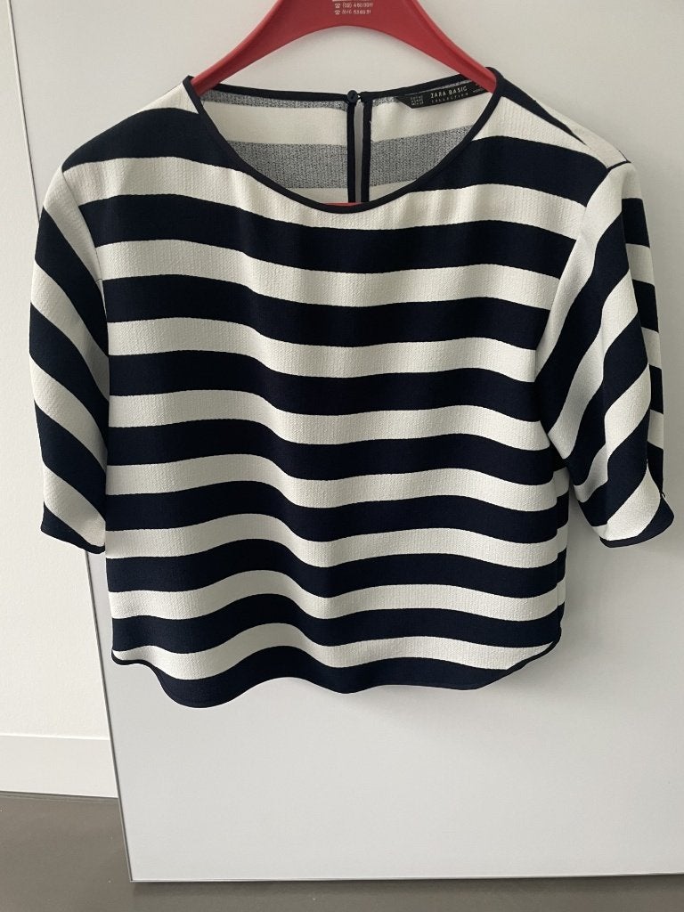 Blouse bleu/blanc de Zara taille XS, Enlèvement ou Envoi, Zara, Comme neuf, Taille 34 (XS) ou plus petite