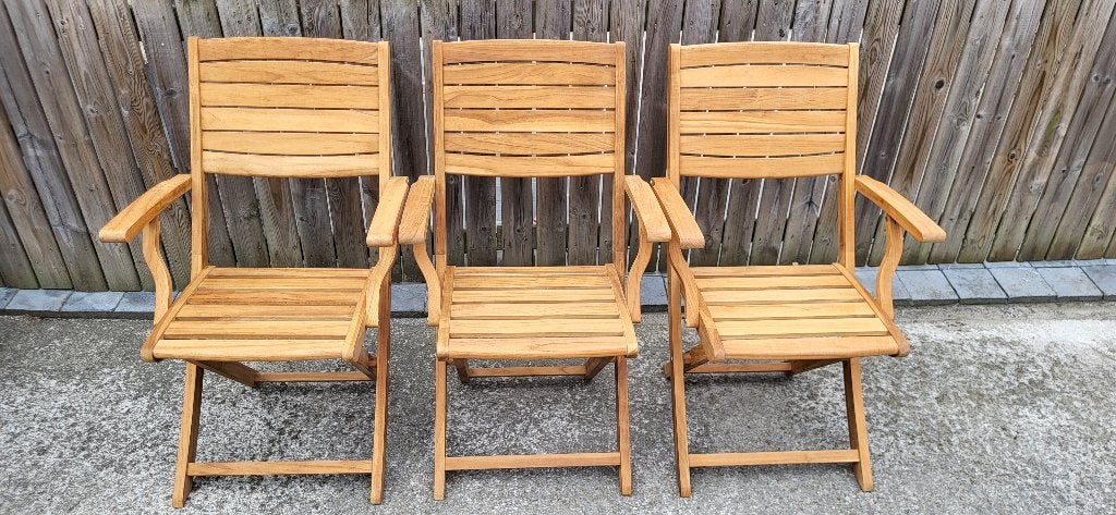 3 chaises Central Park en teck pliable, Jardin & Terrasse, Enlèvement, Comme neuf, Bois de teck, Pliant