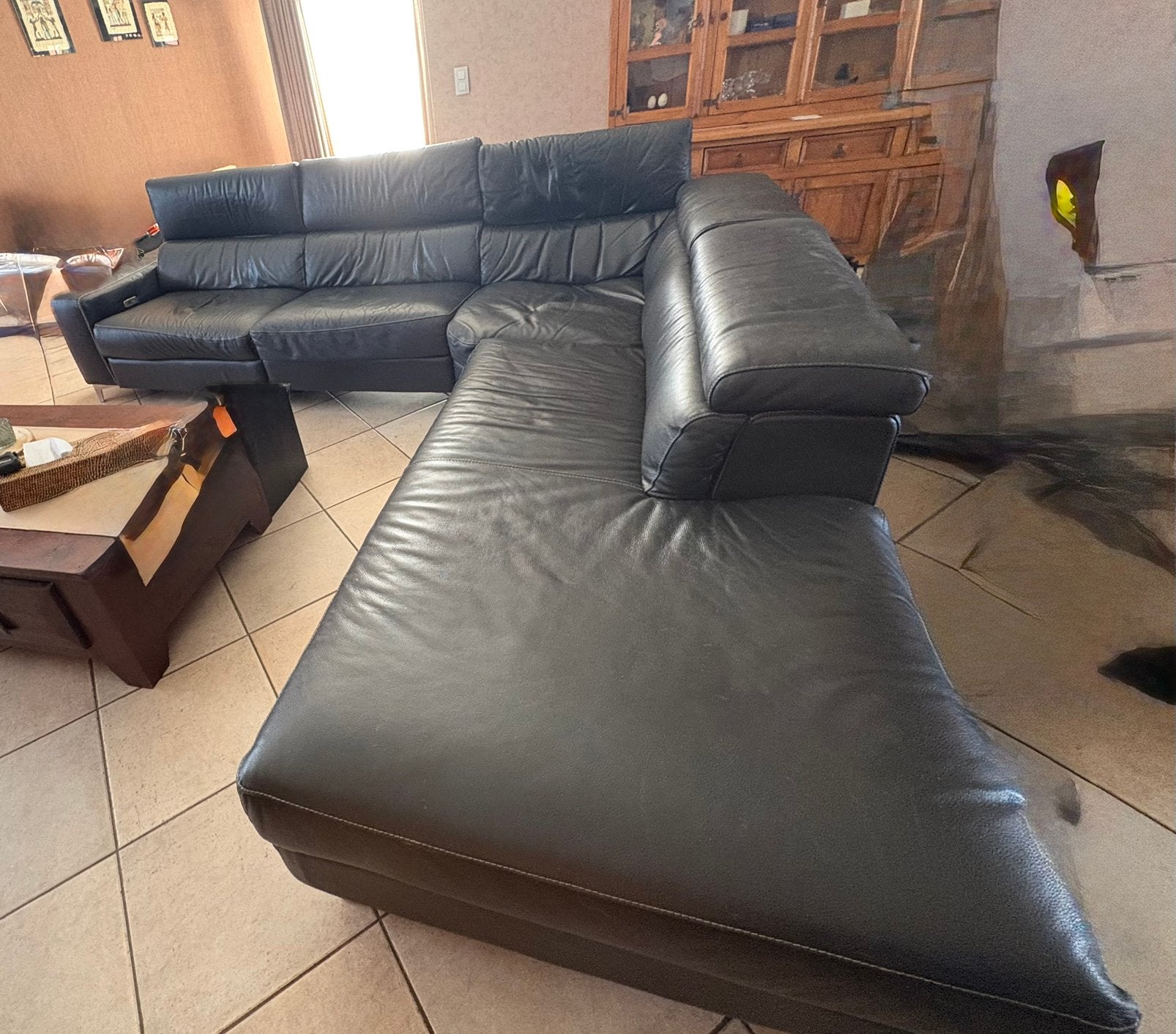 Leren hoeksalon chateau dax met elektrische relax, 150 cm ou plus, 300 cm ou plus, Quatre personnes ou plus, Enlèvement