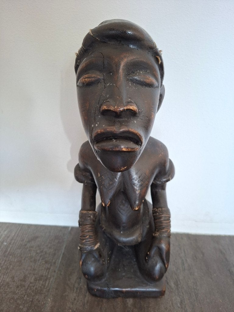 Afrikaans handgesneden houten beeld uit Congo, Sculpture, Afrique, Brun, Bois