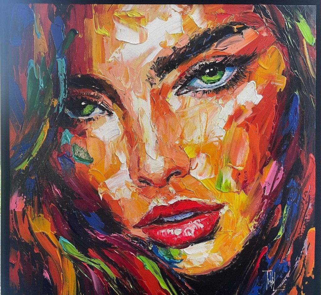 Schilderij Loïc Tuhal, Antiquités & Art, Enlèvement, Signé, Peinture à l'huile, Portrait